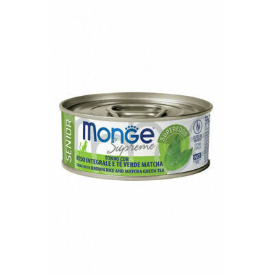 Monge Cat Supreme Senior Tuna Flakes with Brown Rice and Matcha Green Tea 80 g - konservi kaķiem-senioriem