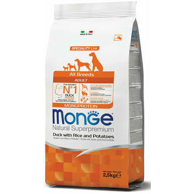 Monge Dog All Breeds Adult Monoprotein Duck with Rice and Potatoes 2,5 kg