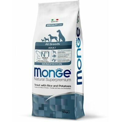 Monge Dog All Breeds Adult Monoprotein Trout with Rice and Potatoes 12 kg
