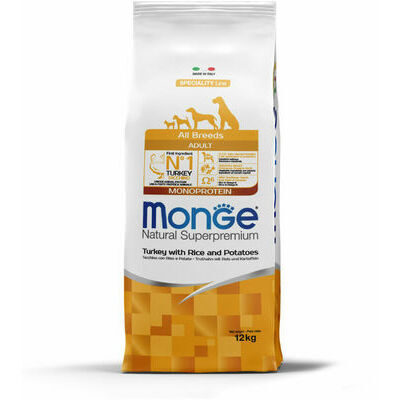 Monge Dog All Breeds Adult Monoprotein Turkey with Rice and Potatoes 12 kg