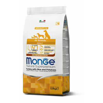 Monge Dog All Breeds Adult Monoprotein Turkey with Rice and Potatoes 2,5 kg