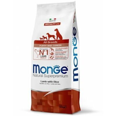 Monge Dog All Breeds Puppy and Junior Lamb with Rice 12 kg