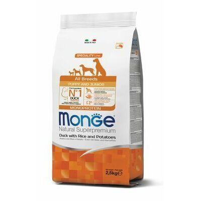 Monge Dog All Breeds Puppy and Junior Monoprotein Duck with Rice and Potatoes 2,5 kg