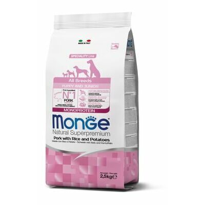 Monge Dog All Breeds Puppy and Junior Monoprotein Pork with Rice and Potatoes 2,5 kg