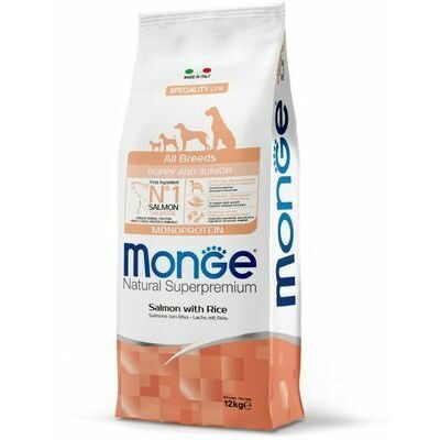 Monge Dog All Breeds Puppy and Junior Monoprotein Salmon with Rice 12 kg