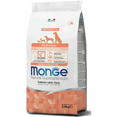Monge Dog All Breeds Puppy and Junior Monoprotein Salmon with Rice 2,5 kg