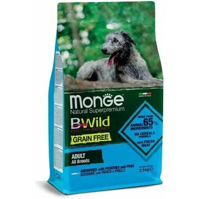  Monge Dog BWild Grain Free All Breeds Adult Anchovies with Potatoes and Peas 2,5 kg
