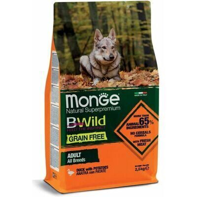 Monge Dog BWild Grain Free All Breeds Adult Duck with Potatoes 2,5 kg