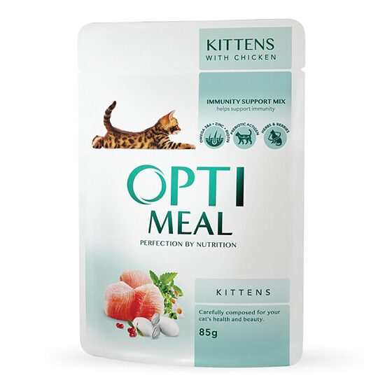 OPTIMEAL Kitten with Chicken 85g - mitrā barība kaķēniem ar vistu