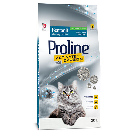 Pro Line Carbon 10l - cementējošās smiltis kaķu tualetei ar aktivēto ogli