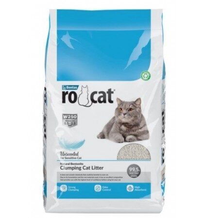 RoCat Unscented 10L - cementējošās smiltis kaķu tualetei, bez aromāta