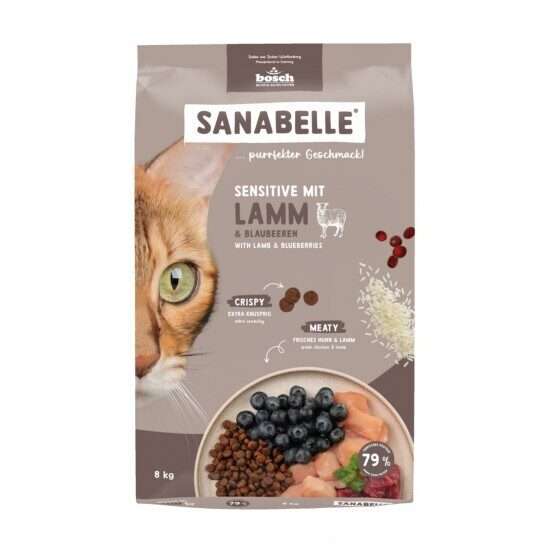 Sanabelle Sensitive Lamb 8 kg -  sausā barība jutīgiem kaķiem ar jēra gaļu