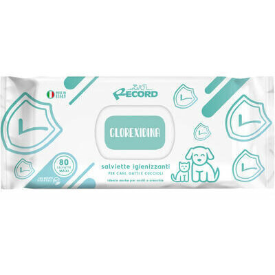 MITRĀS SALVETES AR HLORHEKSIDĪNU suņiem/kaķiem Record Chlorexidine 80 gb.