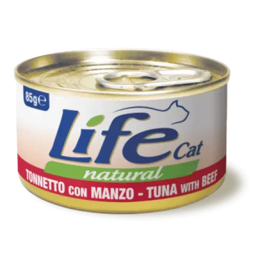 LIFE CAT Natural Tuna with Beef 85g - konservi kaķiem ar tunci un liellopa gaļu 