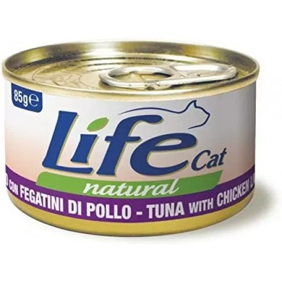 LIFE CAT Natural Tuna with Chicken Liver 85g (ar tunci un vistas aknām)