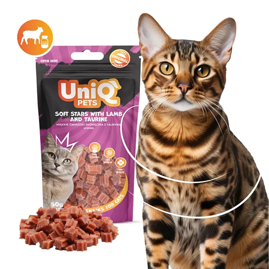 UNIQ PETS MIMI cat snacks 50g soft stars with lamb and taurine - gardums kaķiem mīkstās zvaigznes ar jēra gaļu un taurīnu