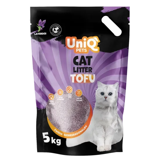 UNIQ PETS CAT LITTER TOFU Lavender 12l - dabīgi granulēti kaķu pakaiši ar lavandas aromātu