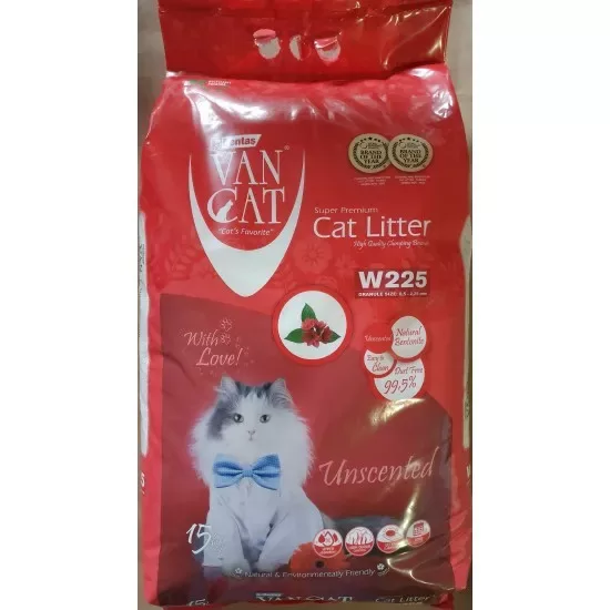 Van Cat Unscented 15 kg - cementējošās smiltis kaķu tualetei (bez aromāta)
