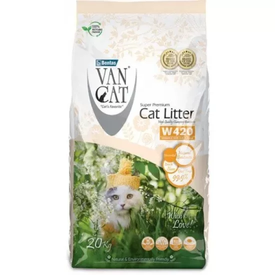 VAN CAT Standard Baby Powder 15kg - RUPJAS cementējošās smiltis kaķu tualetēm ar bērnu pūdera aromātu