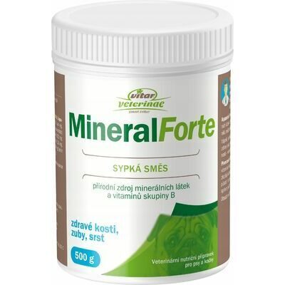 Vitar Dog/Cat Veterinae Mineral Forte 500 g - preparāts veselīgiem kauliem, zobiem un apmatojumam suņiem un kaķiem